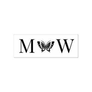 Vlinder #4 Koppel Trouw 2 Initiaal Monogram Zelfinktende Stempel
