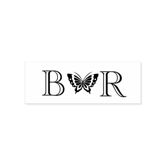 Vlinder #4C Koppel Trouw 2 Initiaal Monogram Zelfinktende Stempel (Design)