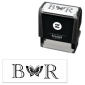 Vlinder #4C Paar Bruiloft 2 Initiaal Monogram Zelfinktende Stempel (In situ)