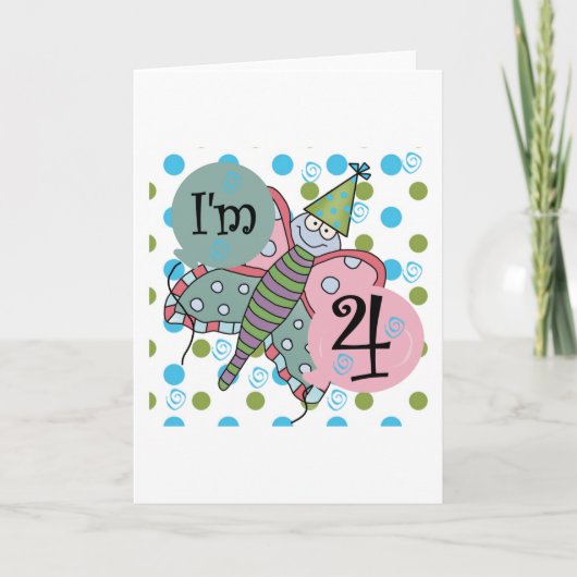 Vlinder 4e verjaardag Tshirts en geschenken Kaart (Voorkant)