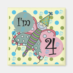 Vlinder 4e verjaardag Tshirts en geschenken Magneet