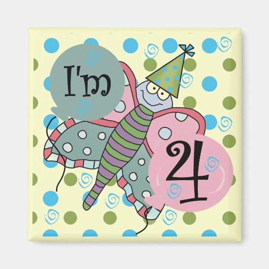 Vlinder 4e verjaardag Tshirts en geschenken Magneet (Voorkant)