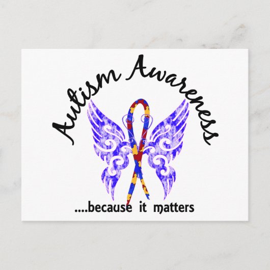 Vlinder 6.1 van het Tattoo van Grunge Autisme Briefkaart (Voorkant)