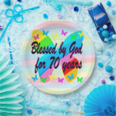  VLINDER 70E VERJAARDAG PAPIER BORDEN PAPIEREN BORDJE (Feest)