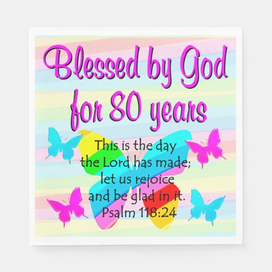 VLINDER 80E VERJAARDAG SERVETTEN (Voorkant)