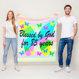 VLINDER 85E VERJAARDAG ZEGENINGEN FLEECE DEKEN