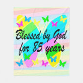 VLINDER 85E VERJAARDAG ZEGENINGEN FLEECE DEKEN (Voorkant)