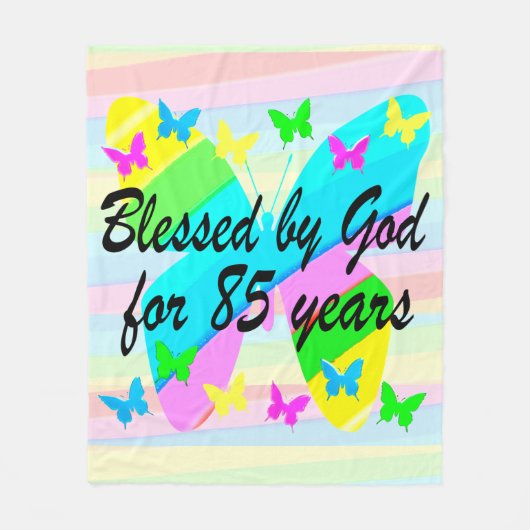 VLINDER 85E VERJAARDAG ZEGENINGEN FLEECE DEKEN (Voorkant)