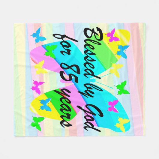 VLINDER 85E VERJAARDAG ZEGENINGEN FLEECE DEKEN (Voorkant (Horizontaal))