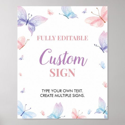 Vlinder Aangepast Partijbord Whimsical Poster (Voorkant)