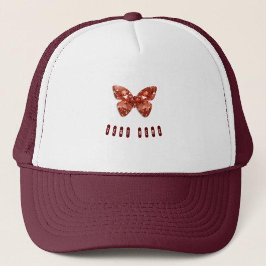 Vlinder Aangepaste afbeelding Tekst hier Wit en Wi Trucker Pet (Voorkant)
