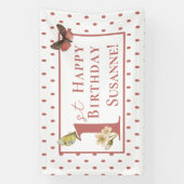 vlinder Aangepaste naam 1e verjaardag Girl Ba Spandoek (Verticaal)