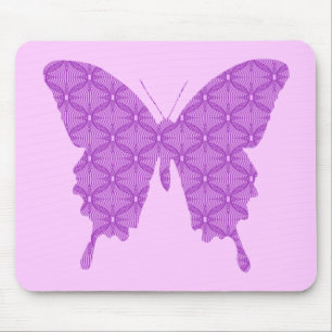 Vlinder, abstract patroon, lavender en paars muismat
