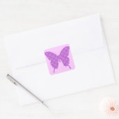 Vlinder, abstract patroon, lavender en paars vierkante sticker (Envelop)