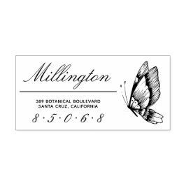 Vlinder | Achternaam Script Retouradres Rubberstempel