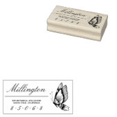 Vlinder | Achternaam Script Retouradres Rubberstempel (Gestempeld)