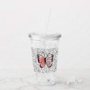 Vlinder Acryl Tumbler Rozen Drinkbeker