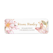 Vlinder Adresetiketten | Meisje Goud Baby shower Etiket (Voorkant)