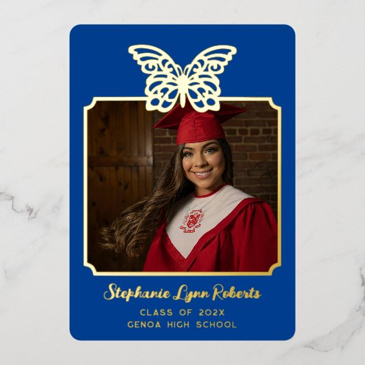  vlinder Afstuderen Folie Uitnodiging (Voorkant)