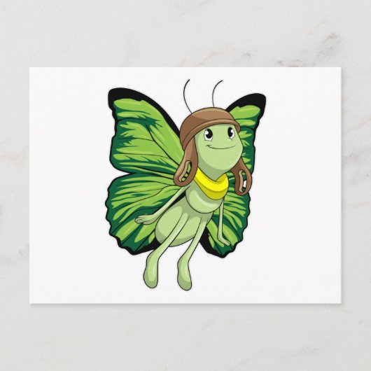 Vlinder als piloot met pilotenhoed briefkaart (Voorkant)