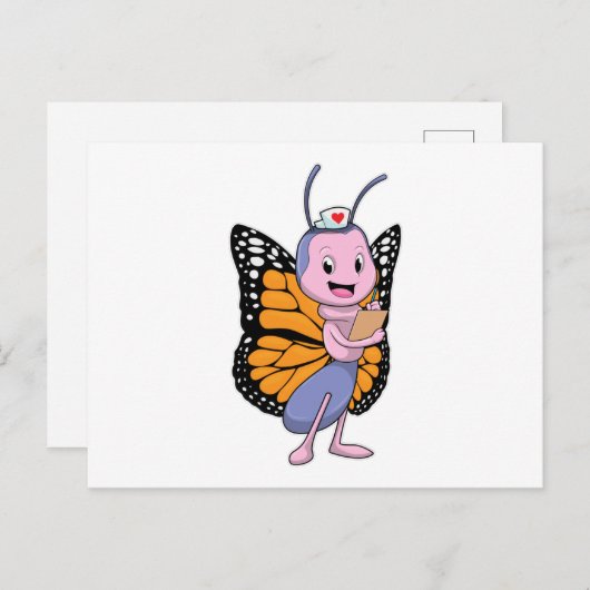 Vlinder als verpleegster briefkaart (Voorkant / Achterkant)