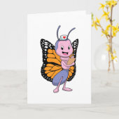 Vlinder als verpleegster kaart (Gele Bloem)