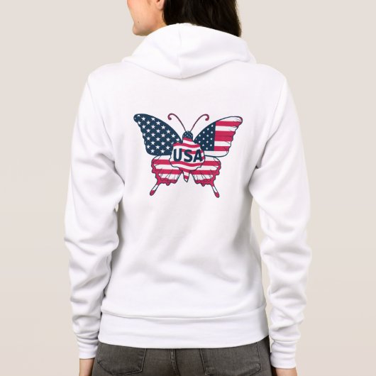 Vlinder Amerikaanse vlag Design-62616 Hoodie (Achterkant)