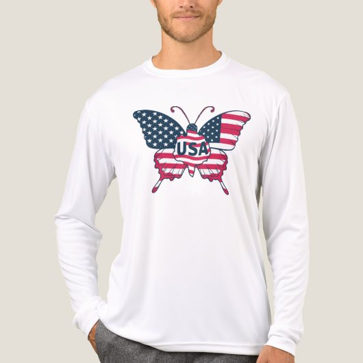 Vlinder Amerikaanse vlag Design-62616 Tri-Blend Shirt (Voorkant volledig)