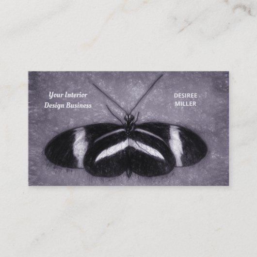 Vlinder  Antiek Paarse Interieur Designer Visitekaartje (Voorkant)