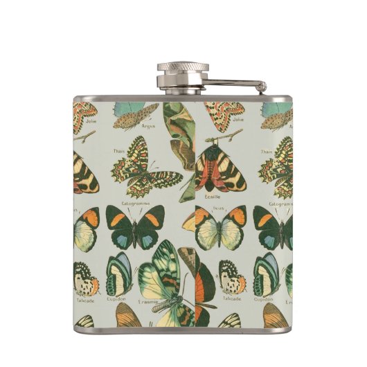 Vlinder  Antiek Vlinders Art Heupfles (Achterkant)