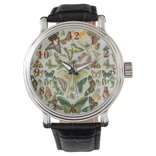 Vlinder  Antiek Vlinders Art Horloge (Voorkant)