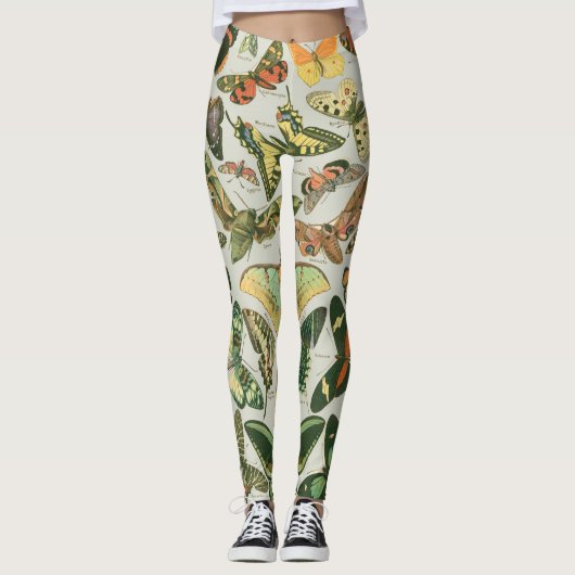 Vlinder  Antiek Vlinders Art Leggings (Voorkant)
