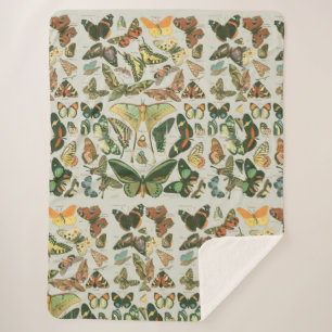 Vlinder  Antiek vlinders patroon Sherpa Deken