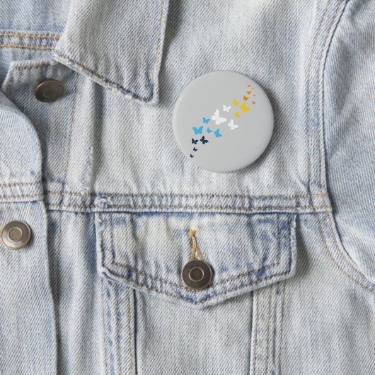 Vlinder AroAce Pride - AroAce Vlagkleuren Ronde Button 5,7 Cm (In situ)