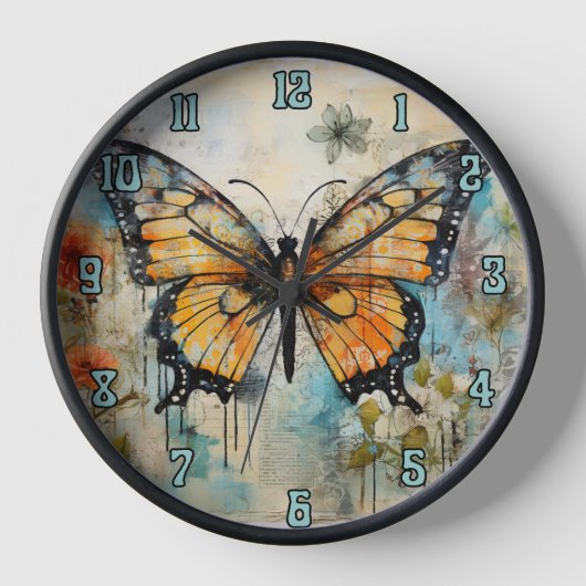 Vlinder Art Wall Clock, Vlinder klok (Voorkant)