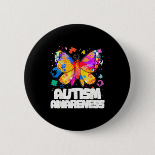 Vlinder autisme bewustzijn ondersteuning autistisc ronde button 5,7 cm
