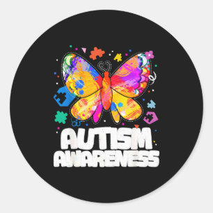 Vlinder autisme bewustzijn ondersteuning autistisc ronde sticker