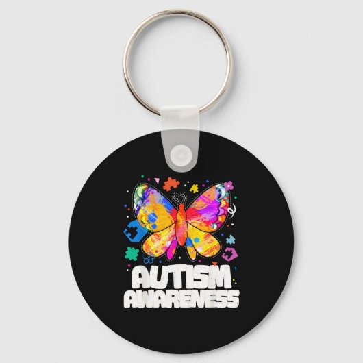 Vlinder autisme bewustzijn ondersteuning autistisc sleutelhanger (Voorkant)