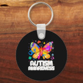 Vlinder autisme bewustzijn ondersteuning autistisc sleutelhanger (Voorkant)