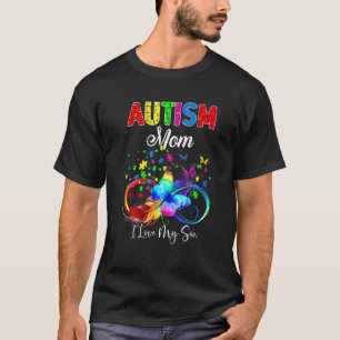 Vlinder Autisme Moeder Ik Hou Van Mijn Zoon Steun  T-shirt