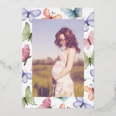 Vlinder Baby Folie Uitnodiging (Achterkant)