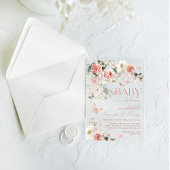 Vlinder Baby in Bloom Roze Bloemen Baby shower Acryl Uitnodigingen