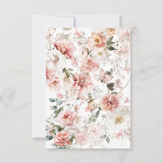 Vlinder Baby in Bloom Roze Bloemen Baby shower Save The Date (Achterkant)
