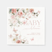 Vlinder Baby in Bloom Roze Bloemen Baby shower Servet (Voorkant)