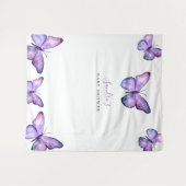 Vlinder Baby Shower Achtergrond Minimalistisch Paa Wandkleed (Voorkant (horizontaal))