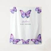 Vlinder Baby Shower Achtergrond Minimalistisch Paa Wandkleed (Voorkant)