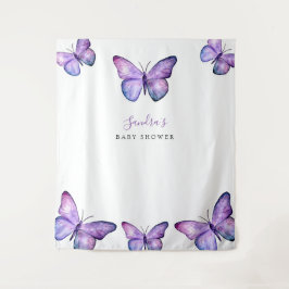 Vlinder Baby Shower Achtergrond Minimalistisch Paa Wandkleed