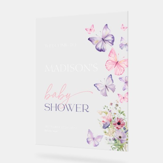 Vlinder Baby shower Acryl Welkomstbord Acryl Bord (Hoek)