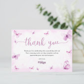 Vlinder Baby Shower Bedankkaart (Staand voorkant)