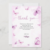 Vlinder Baby Shower Bedankkaart (Voorkant)